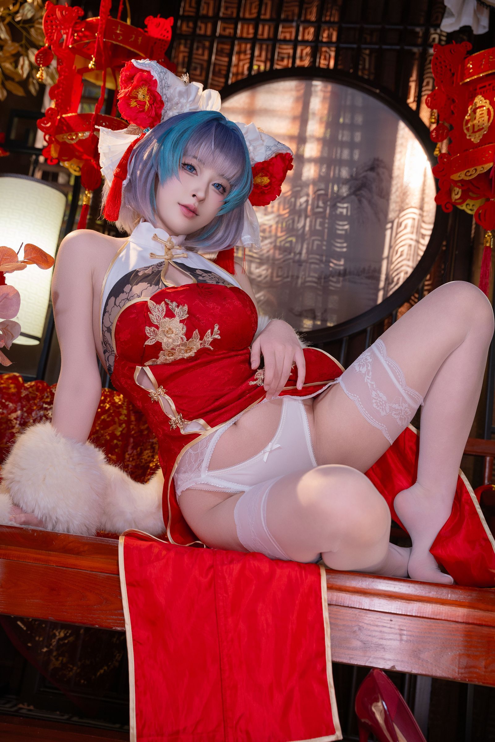 [清水由乃] NO.066 柴郡新春旗袍-黑丝袜写真