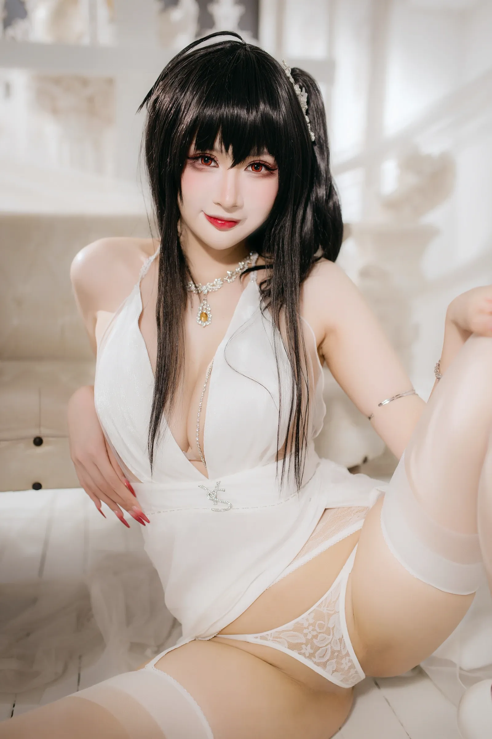 图片[1]-兔胖胖 大凤花嫁-黑丝袜写真