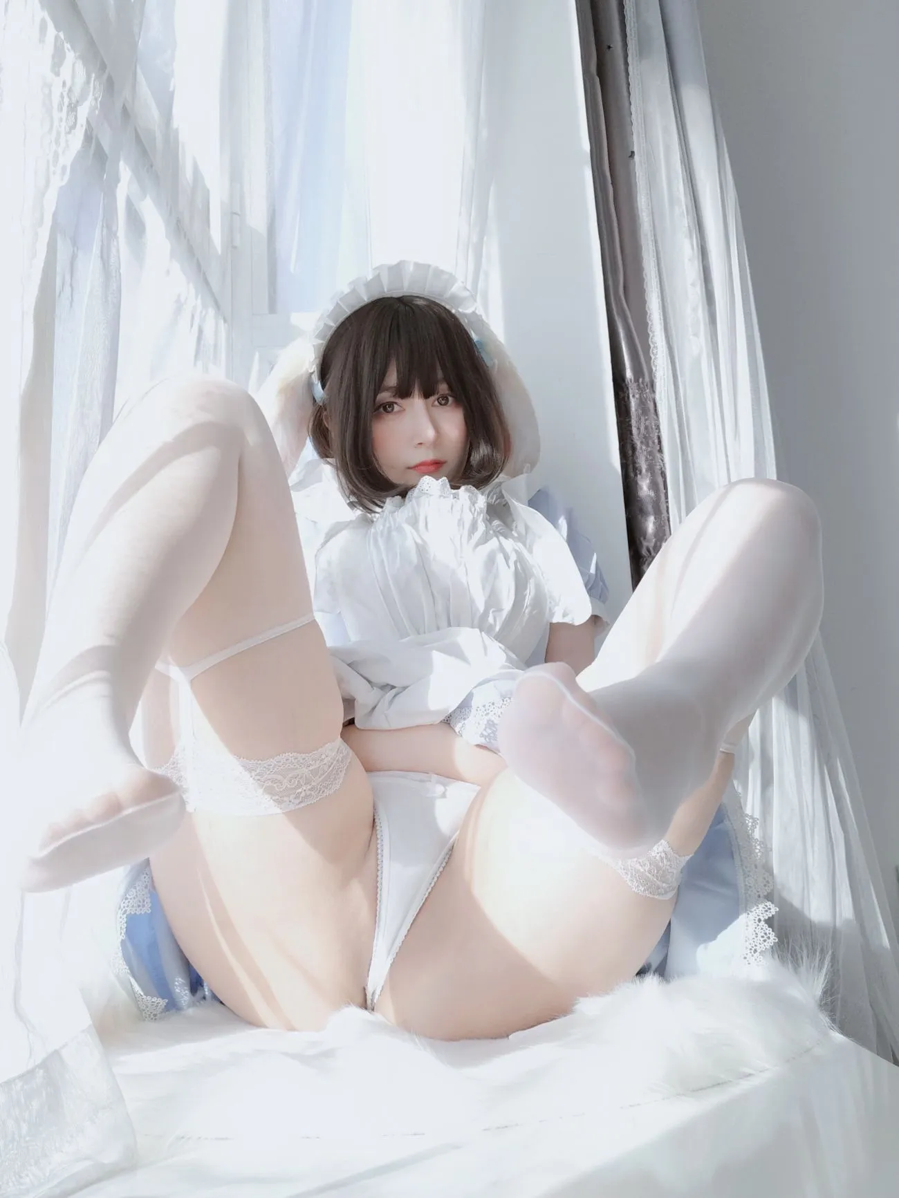 图片[1]-白银 兔女仆-黑丝袜写真